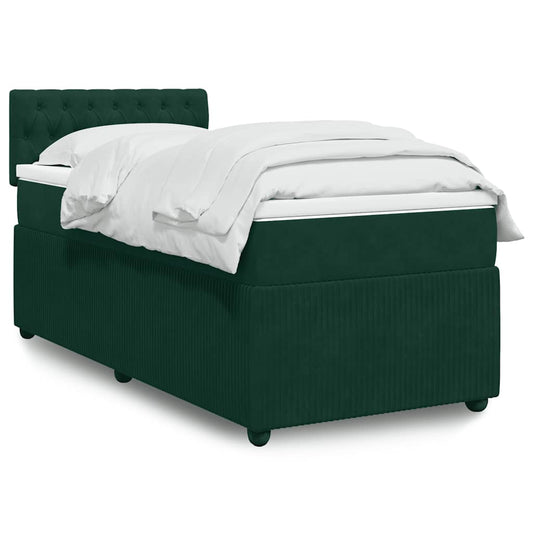 Giroletto a Molle con Materasso Verde Scuro 90x190 cm Velluto | homemem39