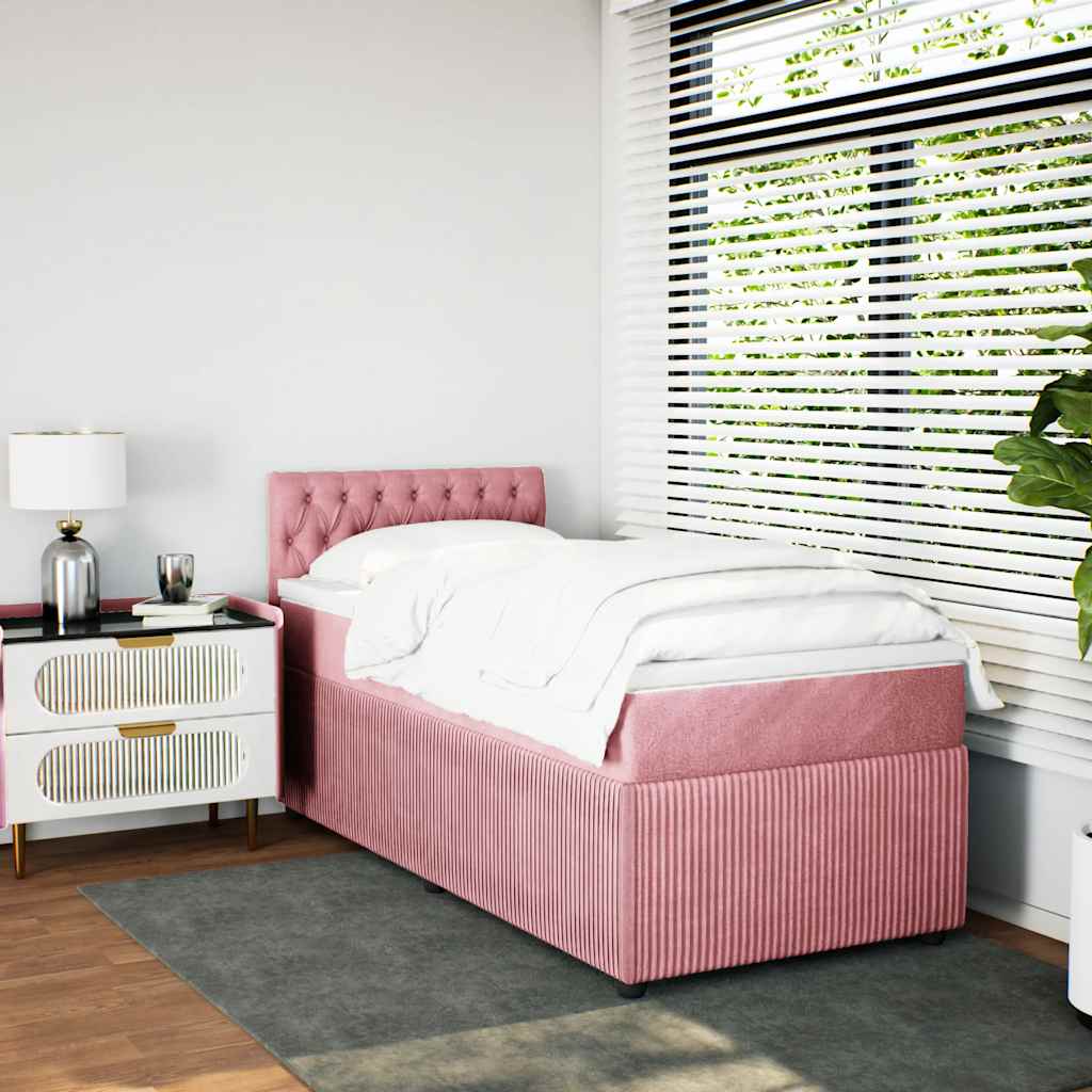 Giroletto a Molle con Materasso Rosa 90x190 cm in Velluto | homemem39