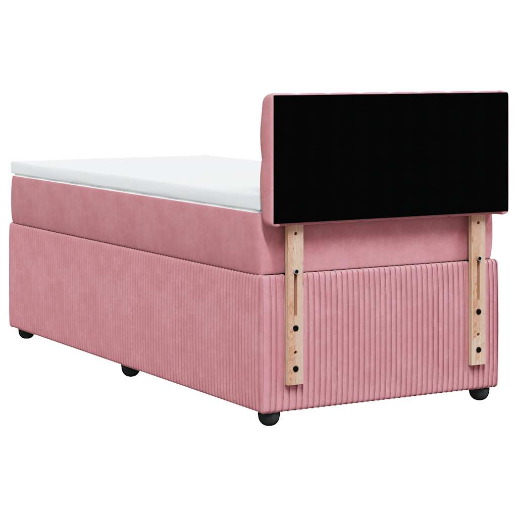 Giroletto a Molle con Materasso Rosa 90x190 cm in Velluto | homemem39