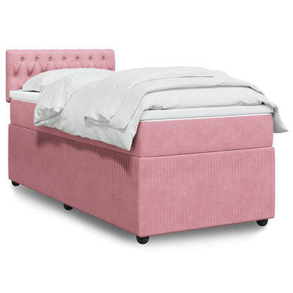 Giroletto a Molle con Materasso Rosa 90x190 cm in Velluto | homemem39