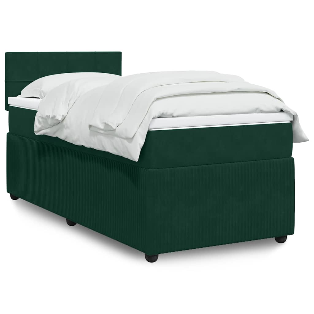 Giroletto a Molle con Materasso Verde Scuro 90x190 cm Velluto