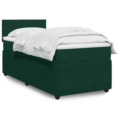 Giroletto a Molle con Materasso Verde Scuro 90x190 cm Velluto