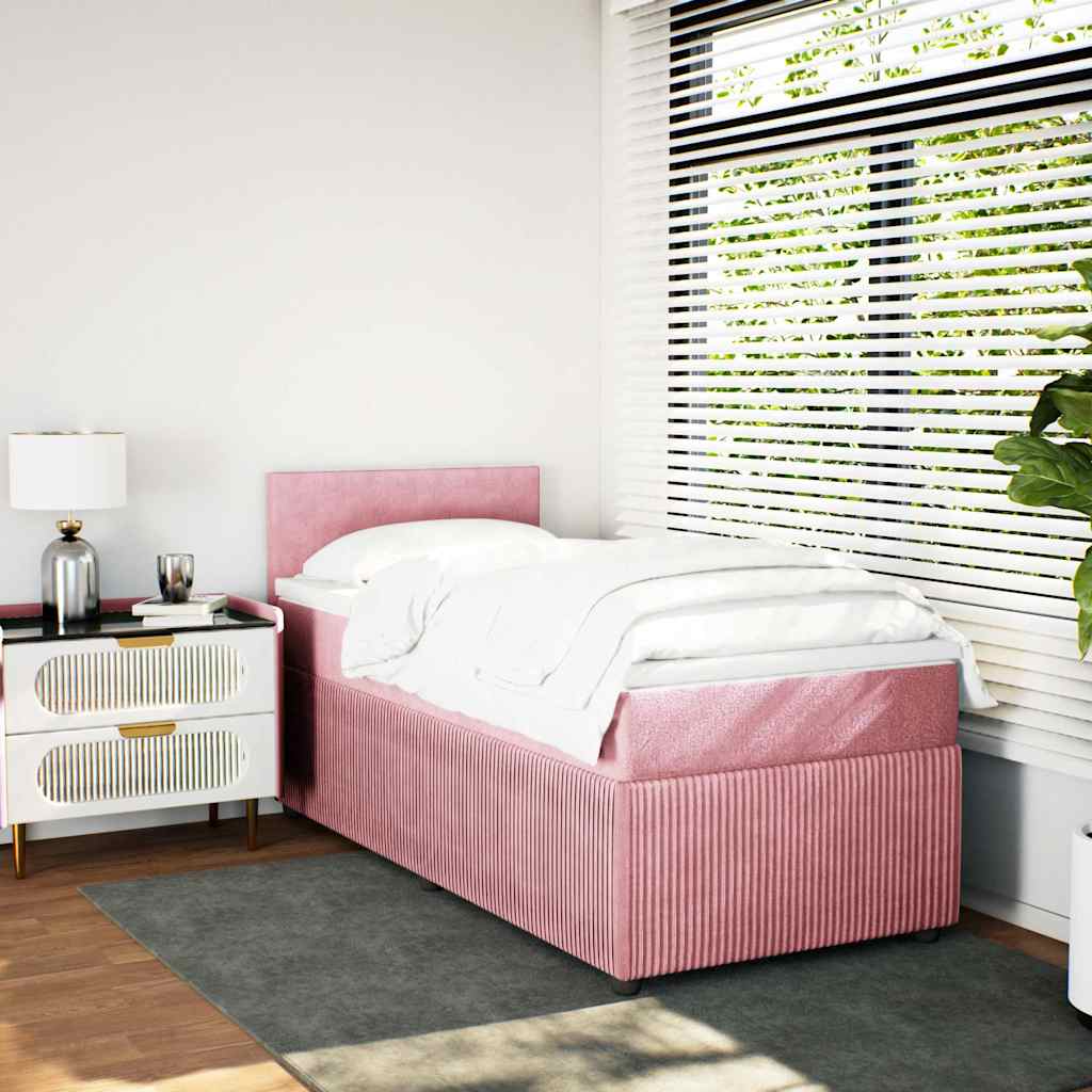 Giroletto a Molle con Materasso Rosa 90x200 cm in Velluto | homemem39