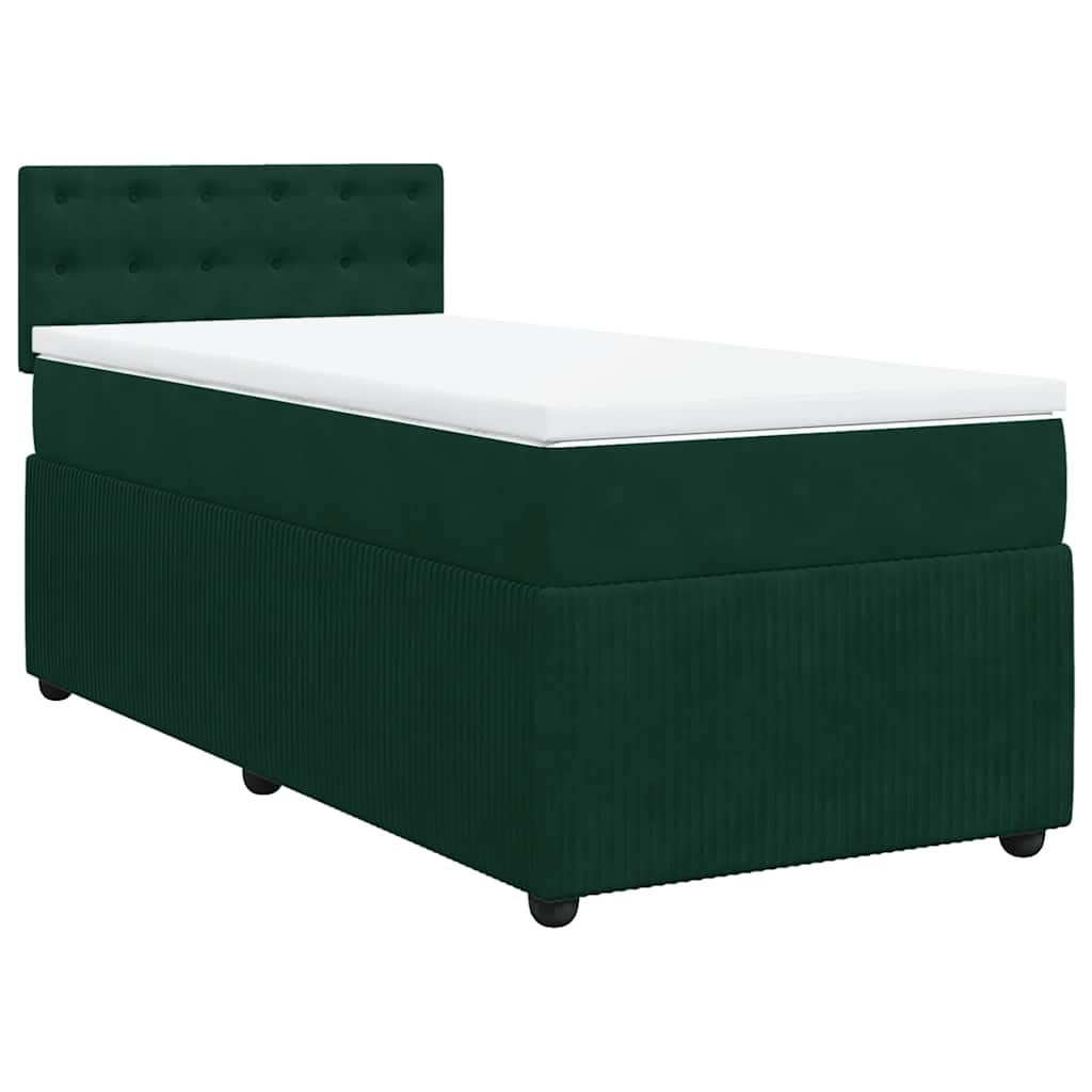 Giroletto a Molle con Materasso Verde Scuro 90x200 cm Velluto | homemem39