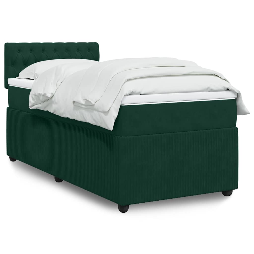Giroletto a Molle con Materasso Verde Scuro 90x200 cm Velluto | homemem39