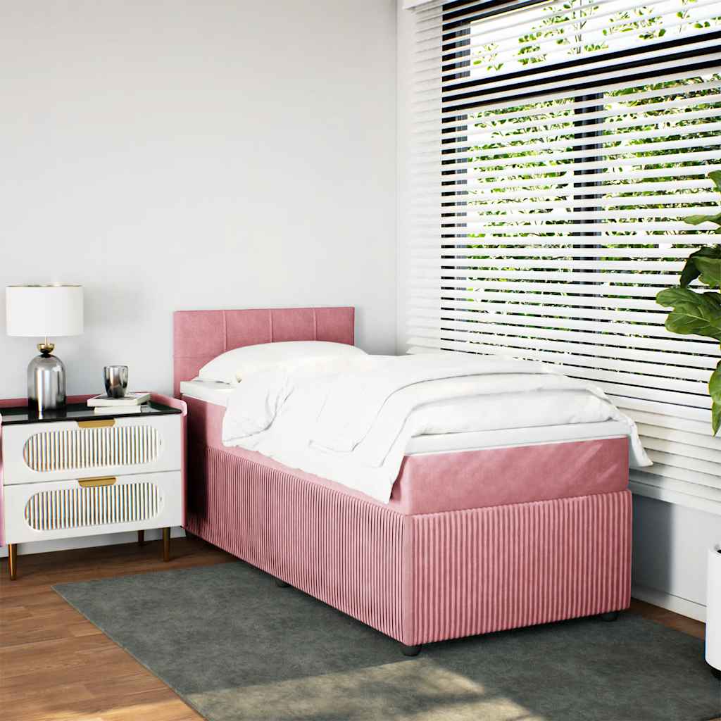 Giroletto a Molle con Materasso Rosa 100x200 cm in Velluto