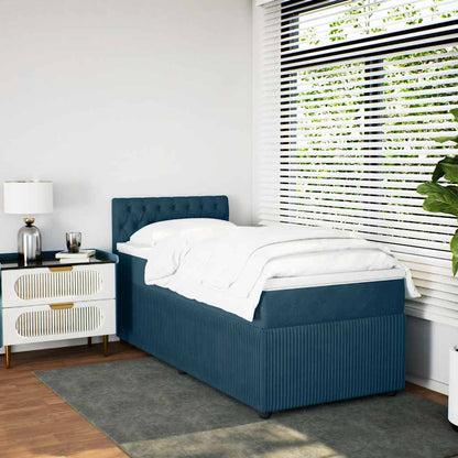 Giroletto a Molle con Materasso Blu 100x200 cm in Velluto | homemem39