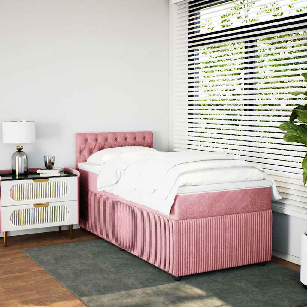 Giroletto a Molle con Materasso Rosa 100x200 cm in Velluto