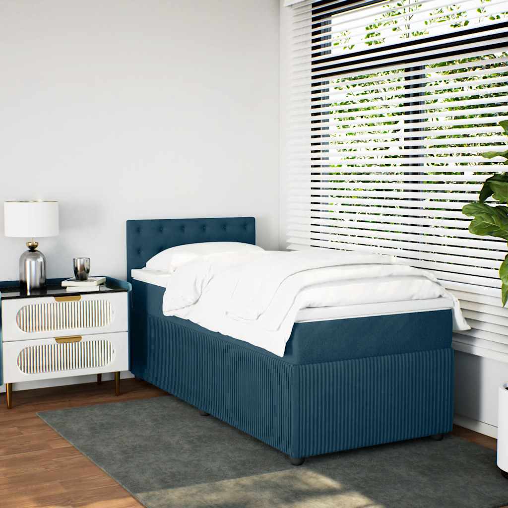 Giroletto a Molle con Materasso Blu 100x200 cm in Velluto | homemem39