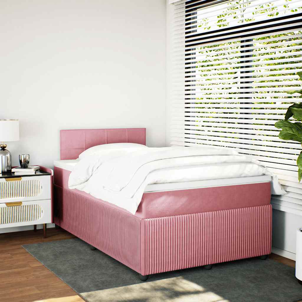 Giroletto a Molle con Materasso Rosa 120x190 cm in Velluto | homemem39