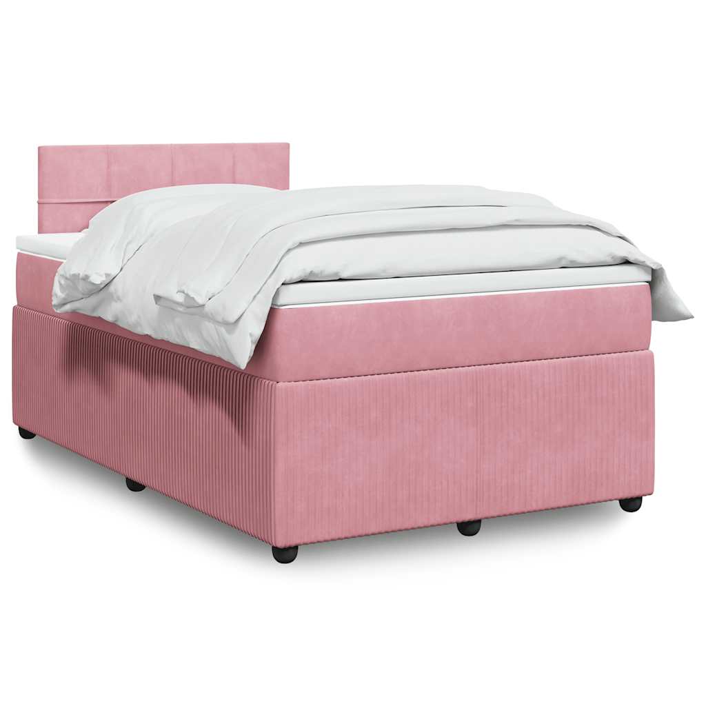 Giroletto a Molle con Materasso Rosa 120x190 cm in Velluto | homemem39