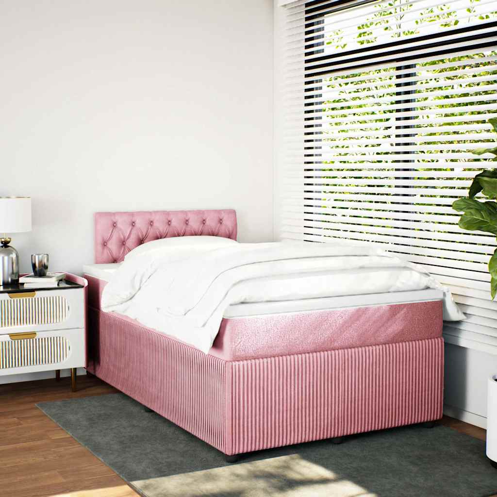 Giroletto a Molle con Materasso Rosa 120x190 cm in Velluto | homemem39