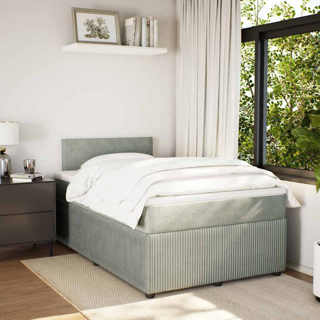 Giroletto a Molle con Materasso Grigio Chiaro 120x200cm Velluto | homemem39