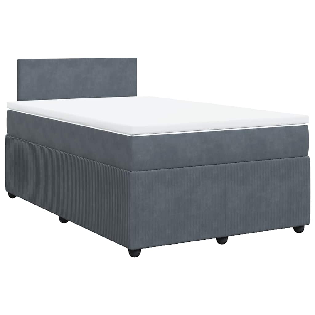 Giroletto a Molle con Materasso Grigio Scuro 120x200 cm Velluto