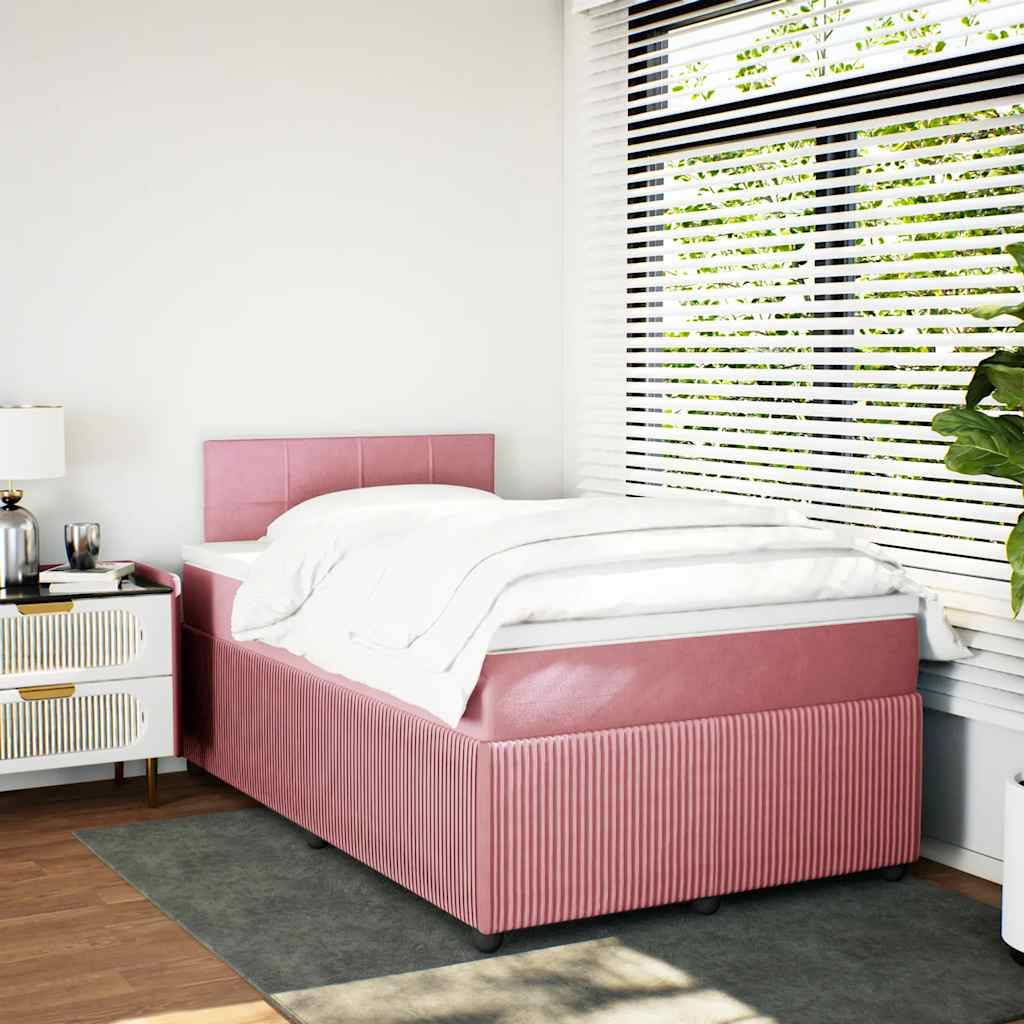 Giroletto a Molle con Materasso Rosa 120x200 cm in Velluto | homemem39