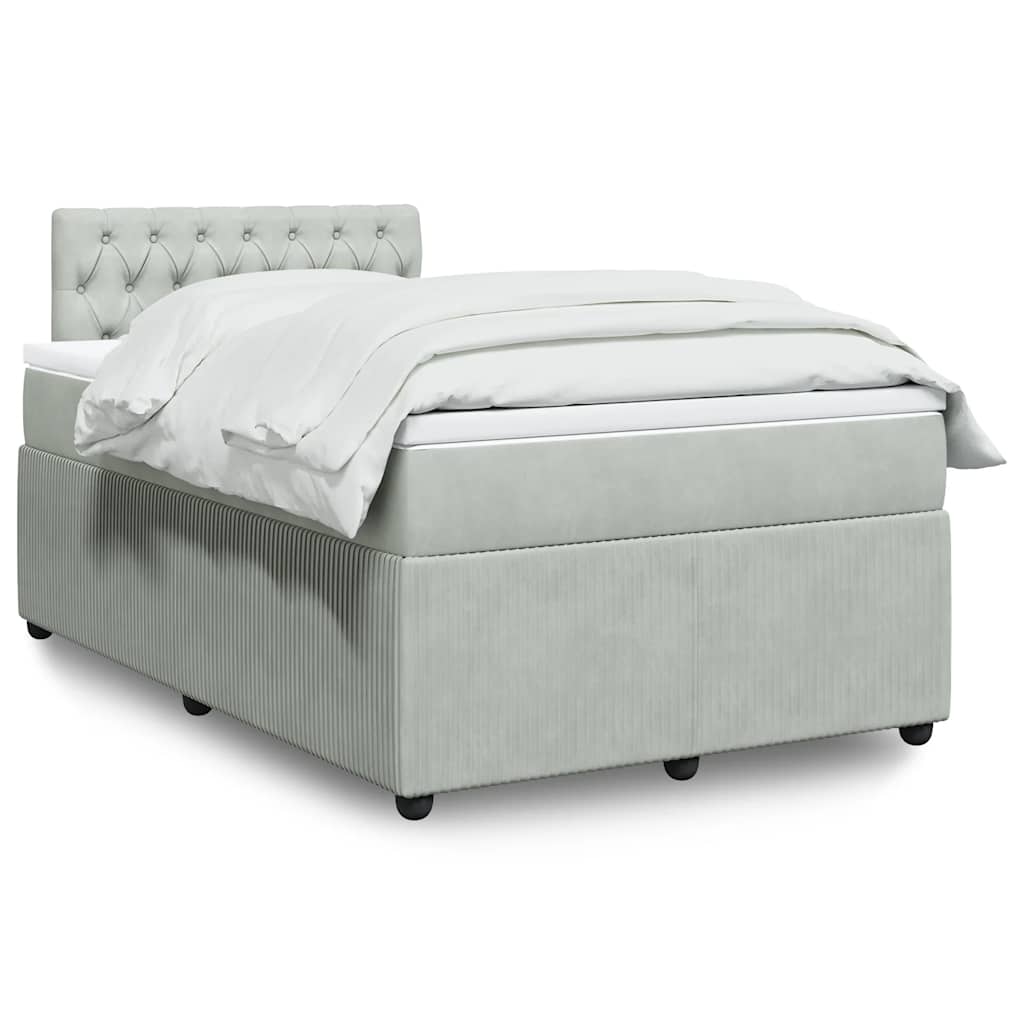 Giroletto a Molle con Materasso Grigio Chiaro 120x200cm Velluto | homemem39