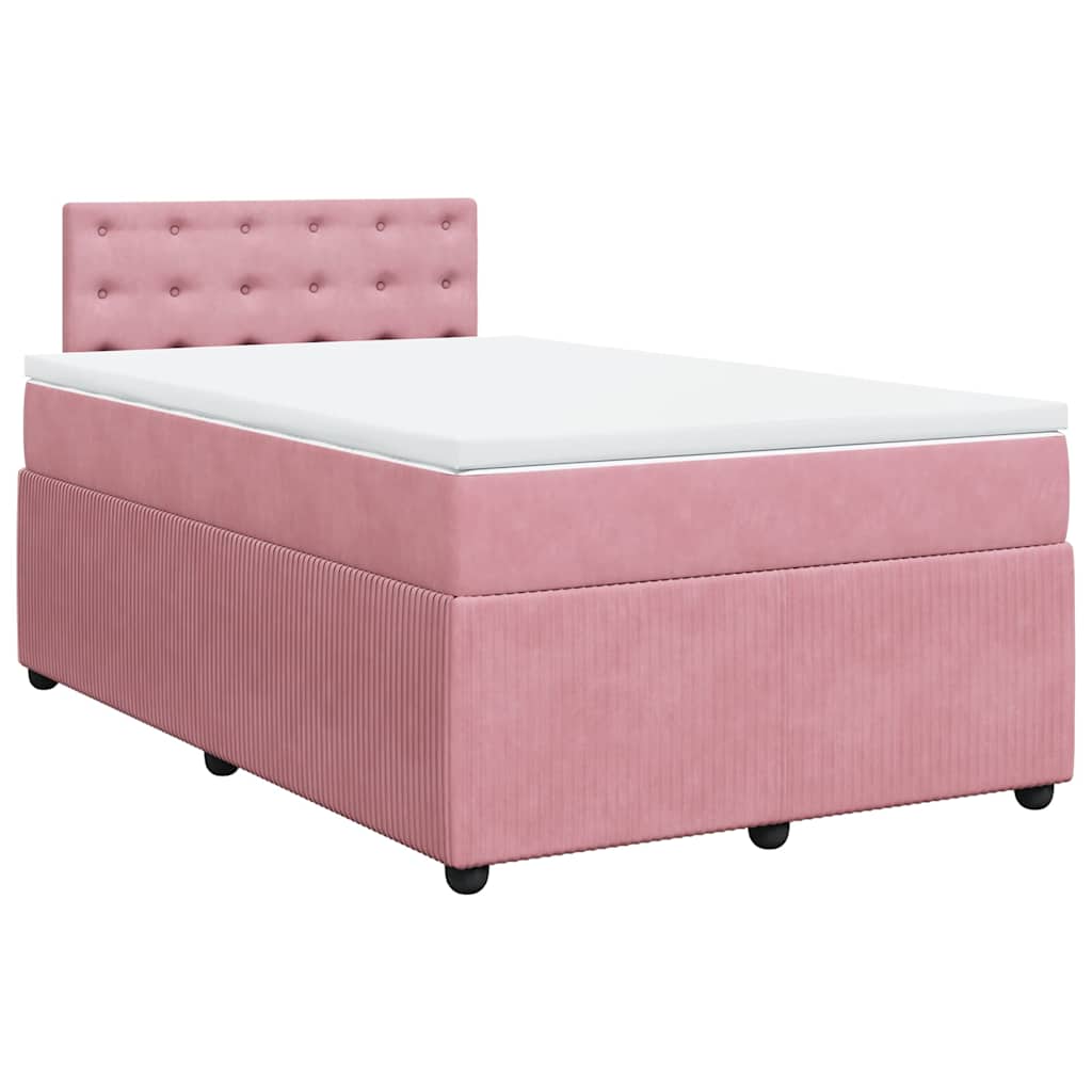 Giroletto a Molle con Materasso Rosa 120x200 cm in Velluto | homemem39