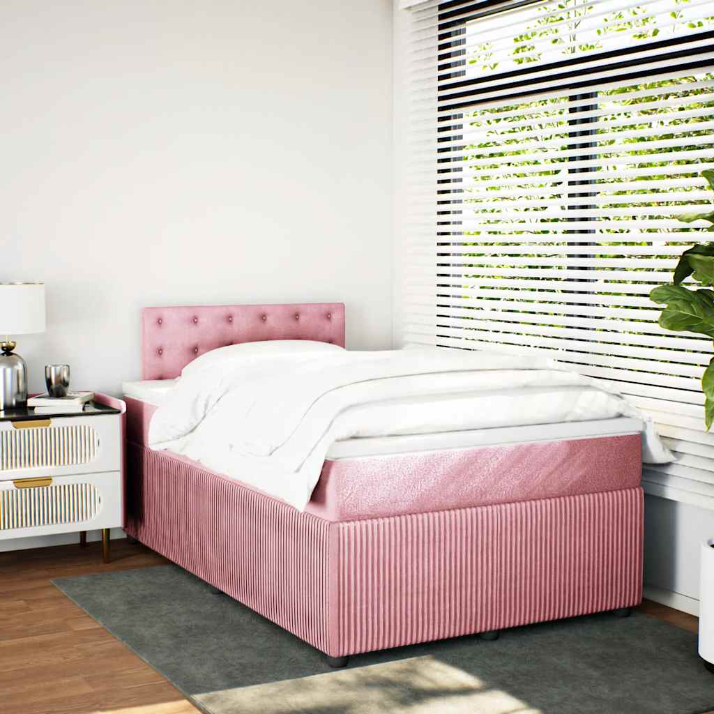 Giroletto a Molle con Materasso Rosa 120x200 cm in Velluto | homemem39