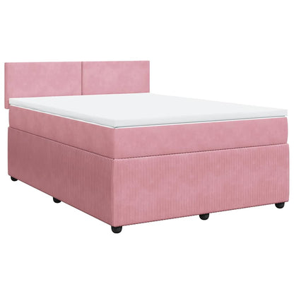 Giroletto a Molle con Materasso Rosa 140x190 cm in Velluto | homemem39