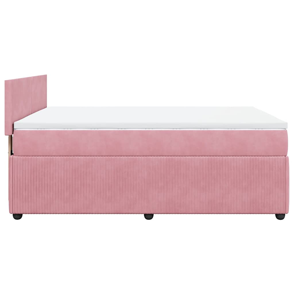 Giroletto a Molle con Materasso Rosa 140x190 cm in Velluto | homemem39