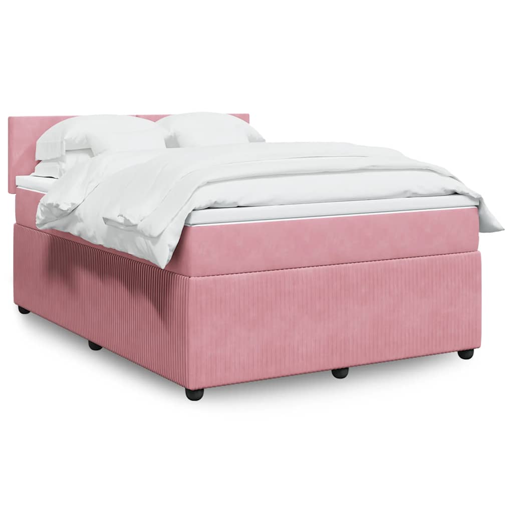 Giroletto a Molle con Materasso Rosa 140x190 cm in Velluto | homemem39