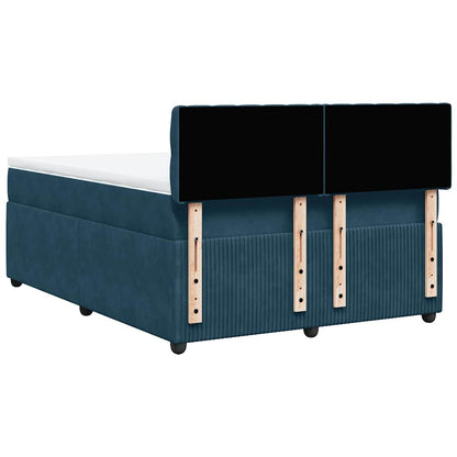 Giroletto a Molle con Materasso Blu 140x190 cm in Velluto