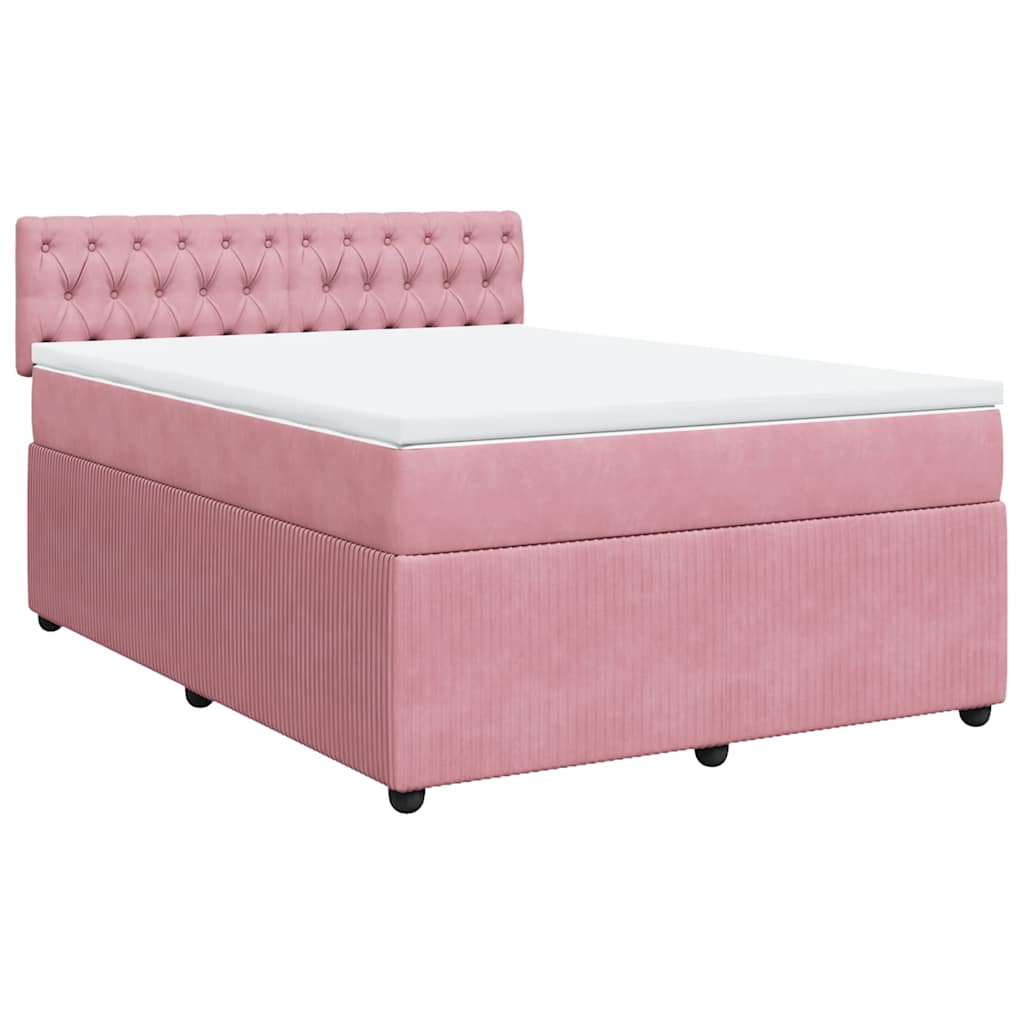 Giroletto a Molle con Materasso Rosa 140x190 cm in Velluto | homemem39