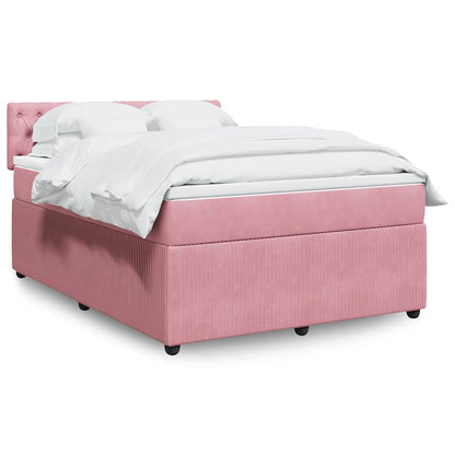 Giroletto a Molle con Materasso Rosa 140x190 cm in Velluto | homemem39