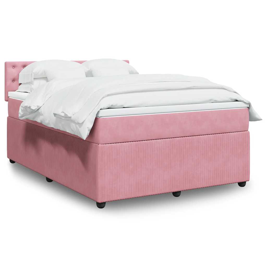 Giroletto a Molle con Materasso Rosa 140x190 cm in Velluto | homemem39