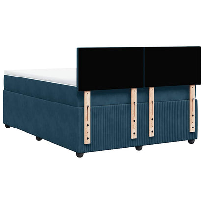 Giroletto a Molle con Materasso Blu 140x200 cm in Velluto
