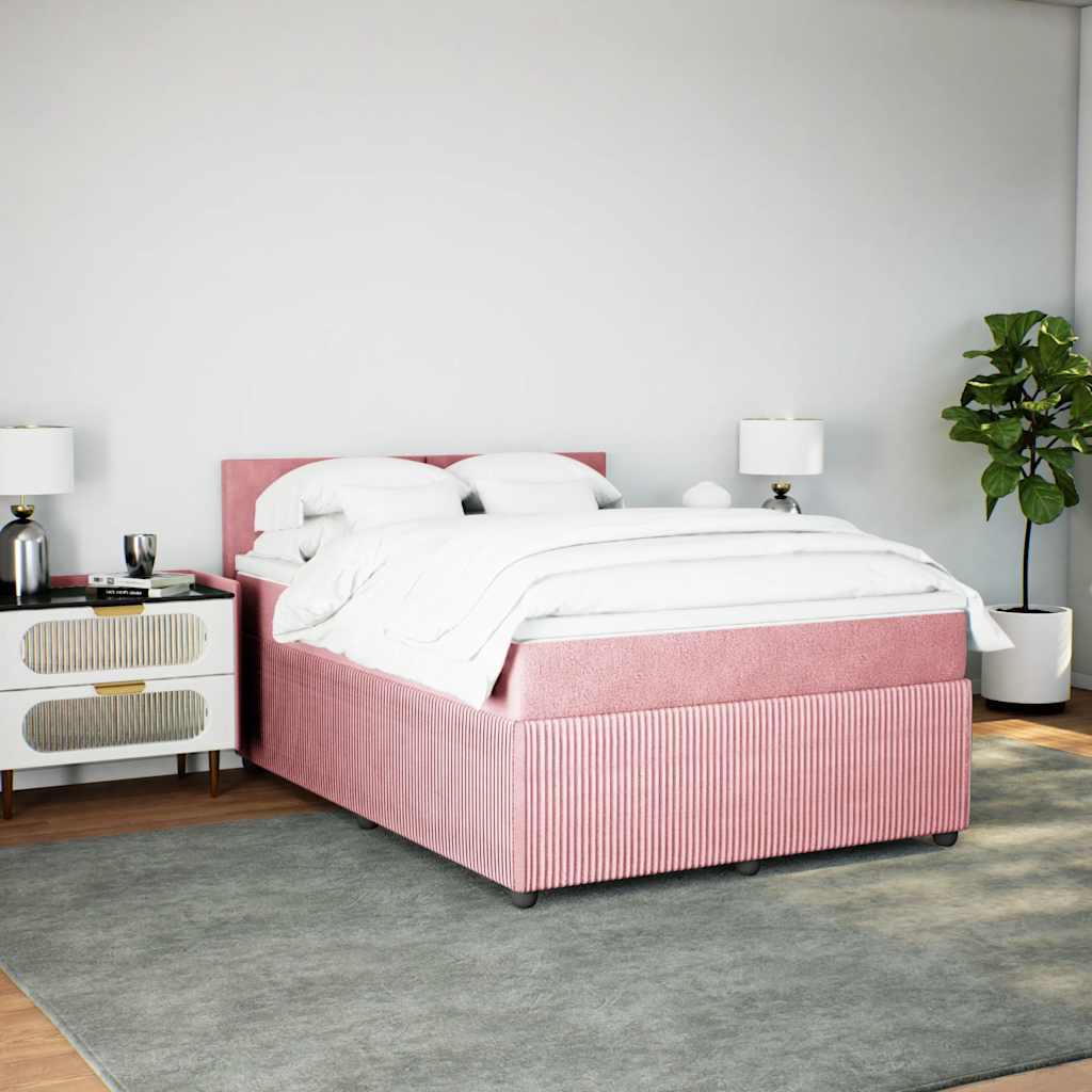 Giroletto a Molle con Materasso Rosa 140x200 cm in Velluto - homemem39