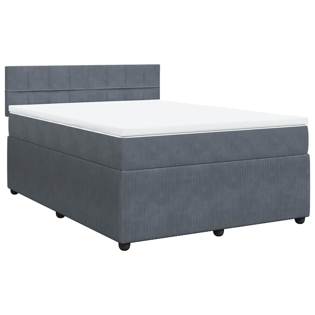 Giroletto a Molle con Materasso Grigio Scuro 140x200 cm Velluto | homemem39