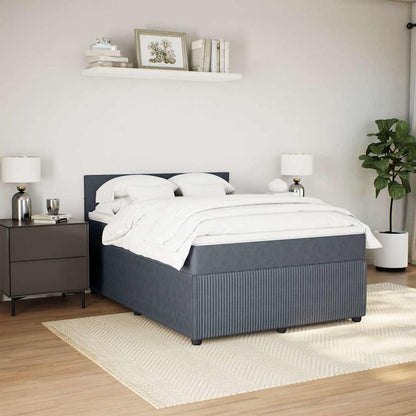 Giroletto a Molle con Materasso Grigio Scuro 140x200 cm Velluto | homemem39