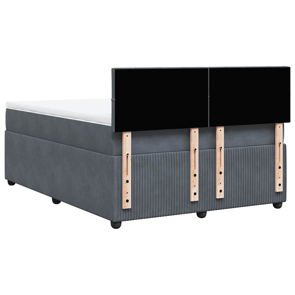 Giroletto a Molle con Materasso Grigio Scuro 140x200 cm Velluto | homemem39