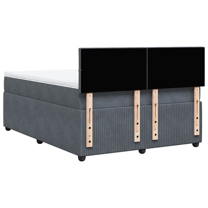 Giroletto a Molle con Materasso Grigio Scuro 140x200 cm Velluto | homemem39