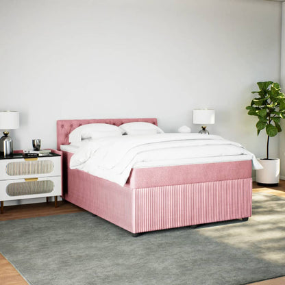 Giroletto a Molle con Materasso Rosa 140x200 cm in Velluto | homemem39