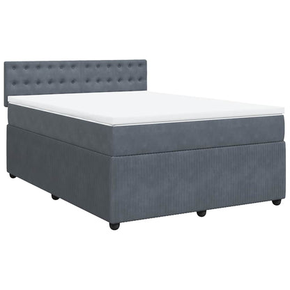 Giroletto a Molle con Materasso Grigio Scuro 140x200 cm Velluto | homemem39