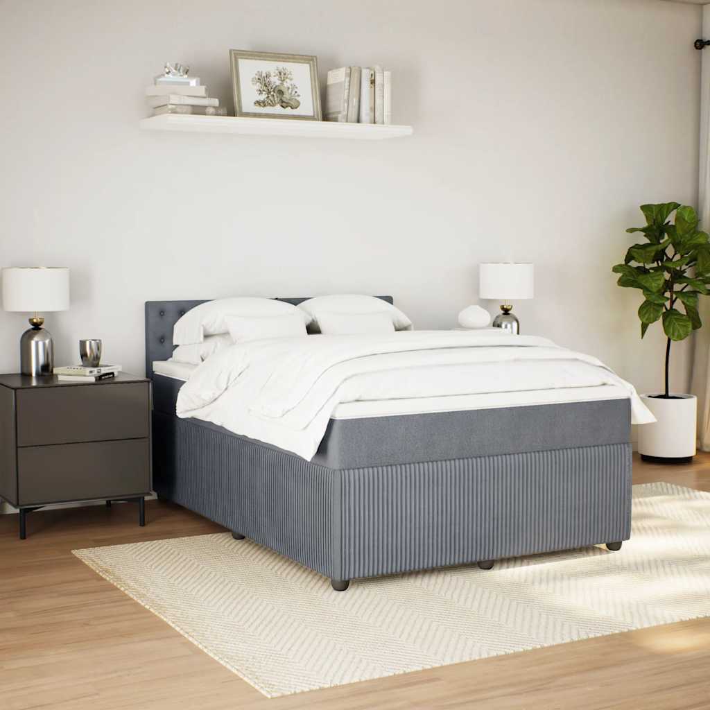 Giroletto a Molle con Materasso Grigio Scuro 140x200 cm Velluto | homemem39