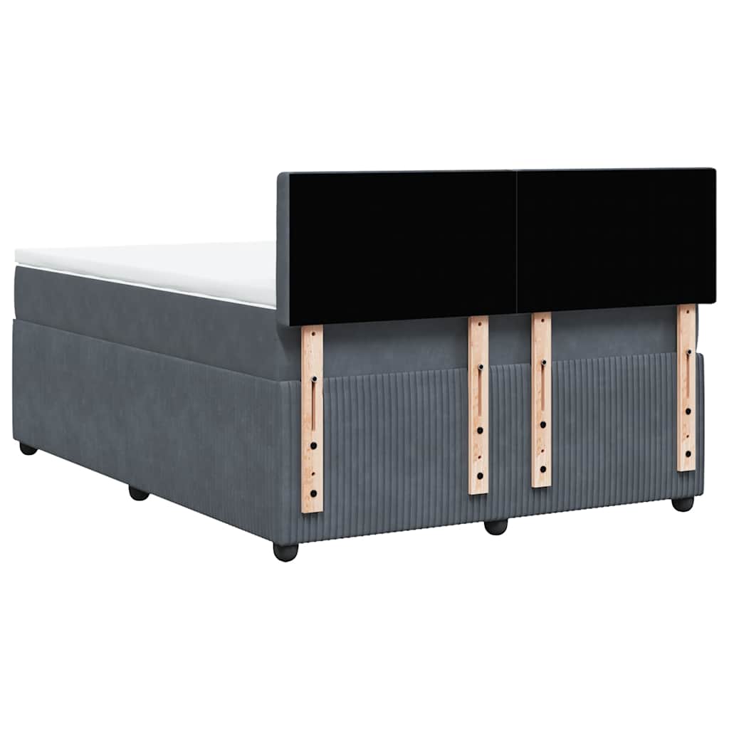 Giroletto a Molle con Materasso Grigio Scuro 140x200 cm Velluto | homemem39