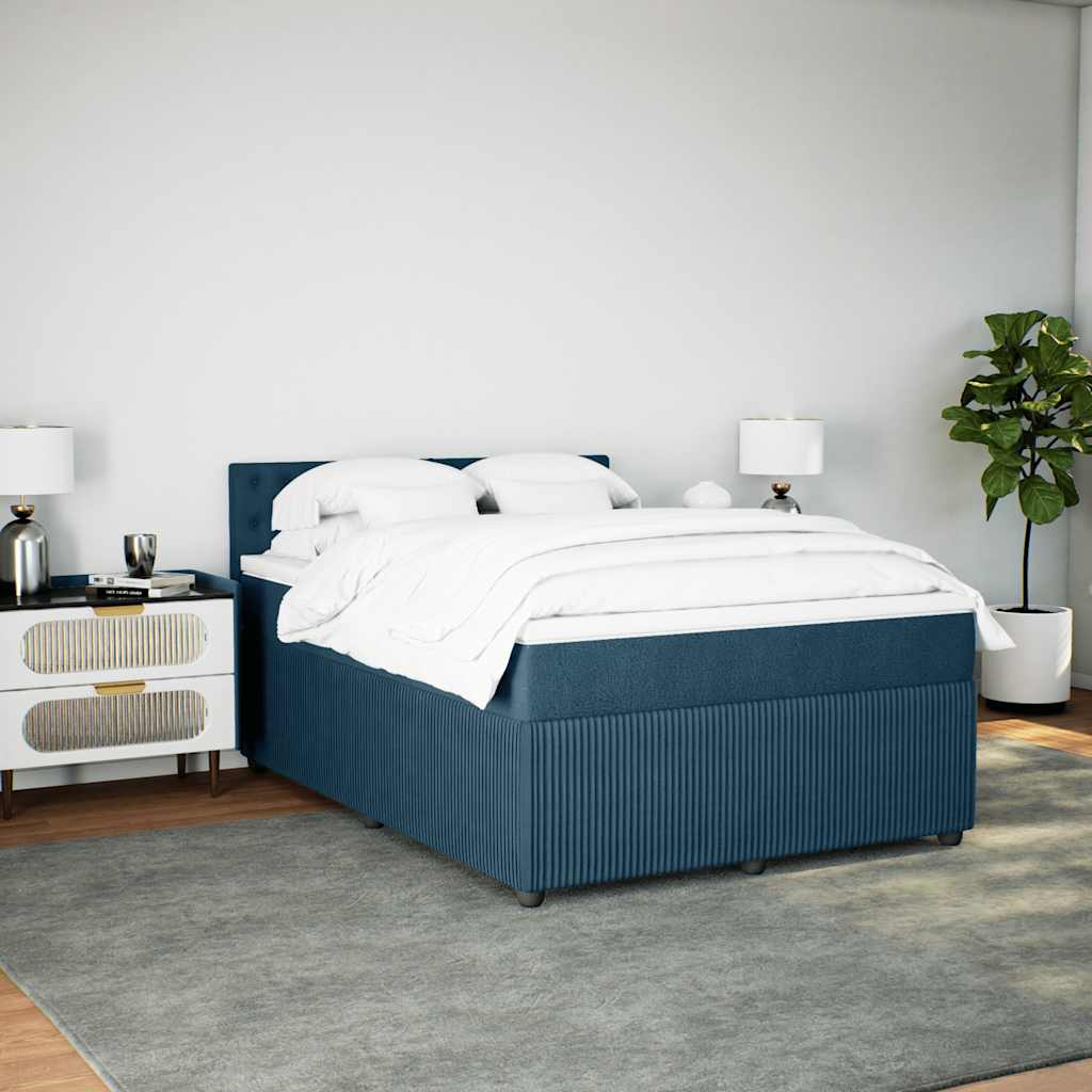 Giroletto a Molle con Materasso Blu 140x200 cm in Velluto