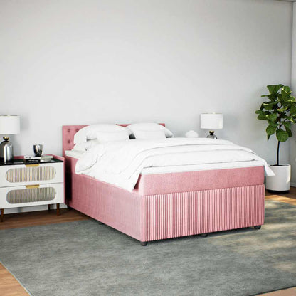 Giroletto a Molle con Materasso Rosa 140x200 cm in Velluto - homemem39