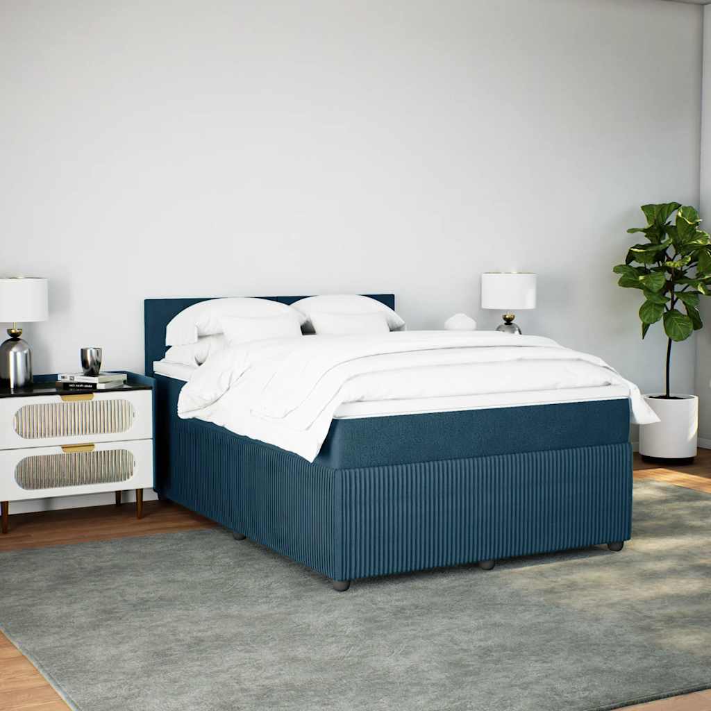 Giroletto a Molle con Materasso Blu 160x200 cm in Velluto | homemem39