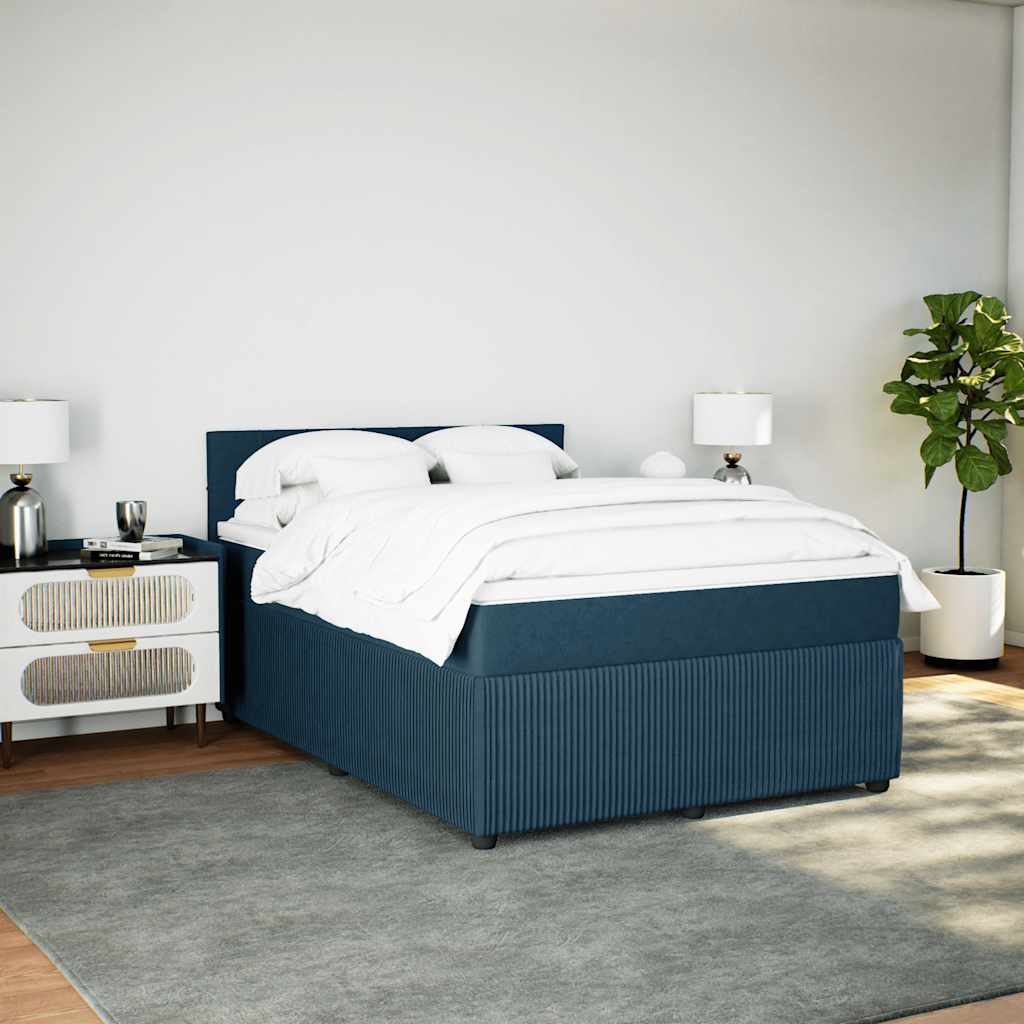 Giroletto a Molle con Materasso Blu 160x200 cm in Velluto | homemem39