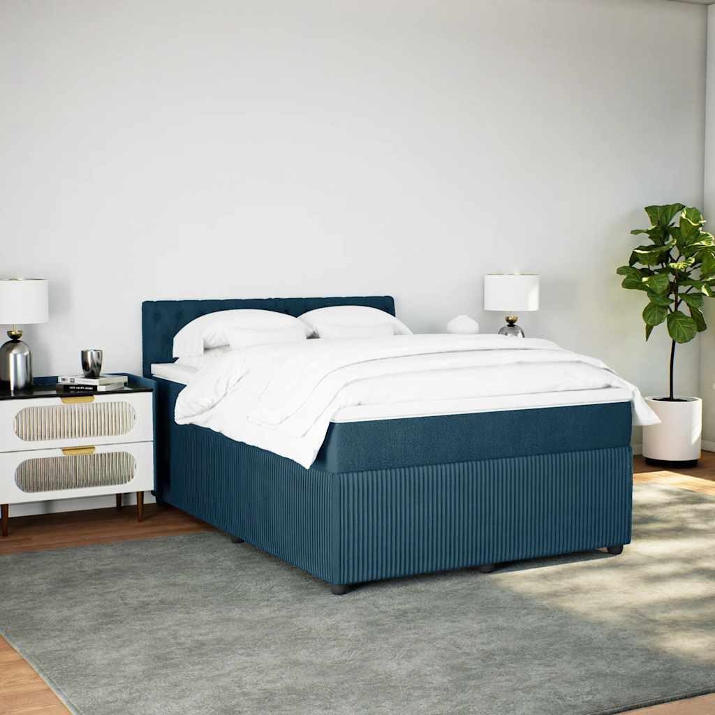 Giroletto a Molle con Materasso Blu 160x200 cm in Velluto | homemem39