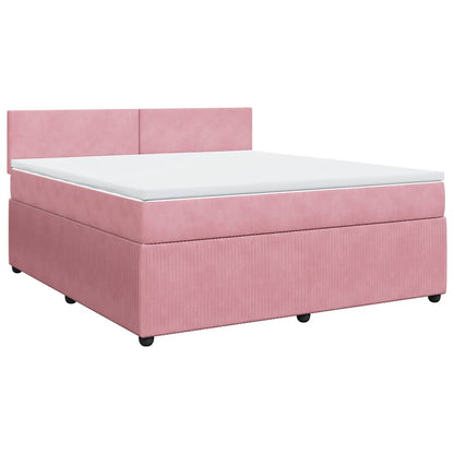 Giroletto a Molle con Materasso Rosa 180x200 cm in Velluto | homemem39