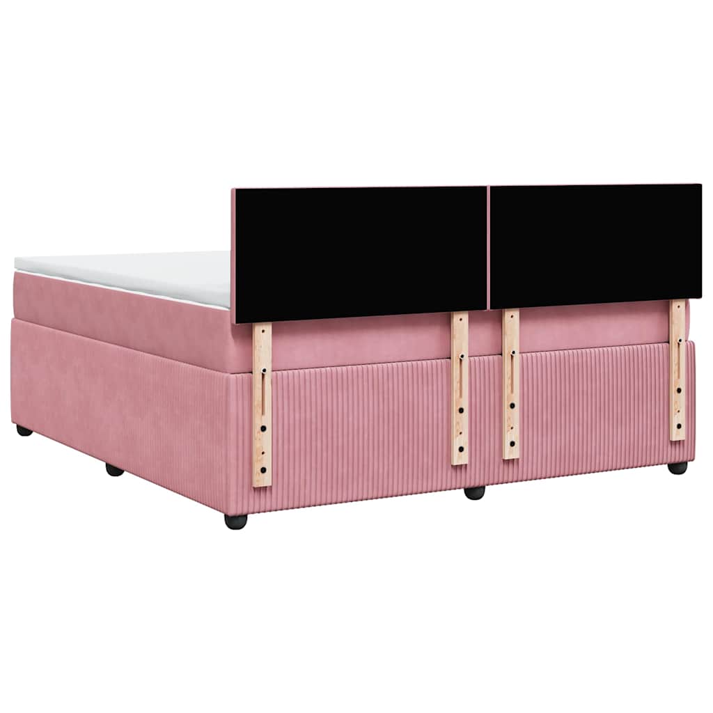 Giroletto a Molle con Materasso Rosa 180x200 cm in Velluto | homemem39