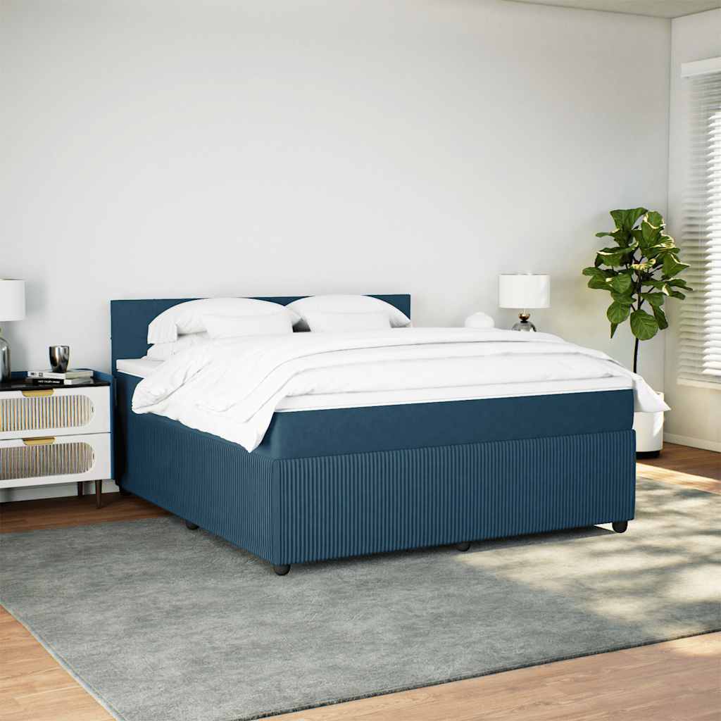 Giroletto a Molle con Materasso Blu 180x200 cm in Velluto
