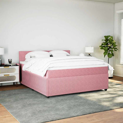 Giroletto a Molle con Materasso Rosa 180x200 cm in Velluto | homemem39