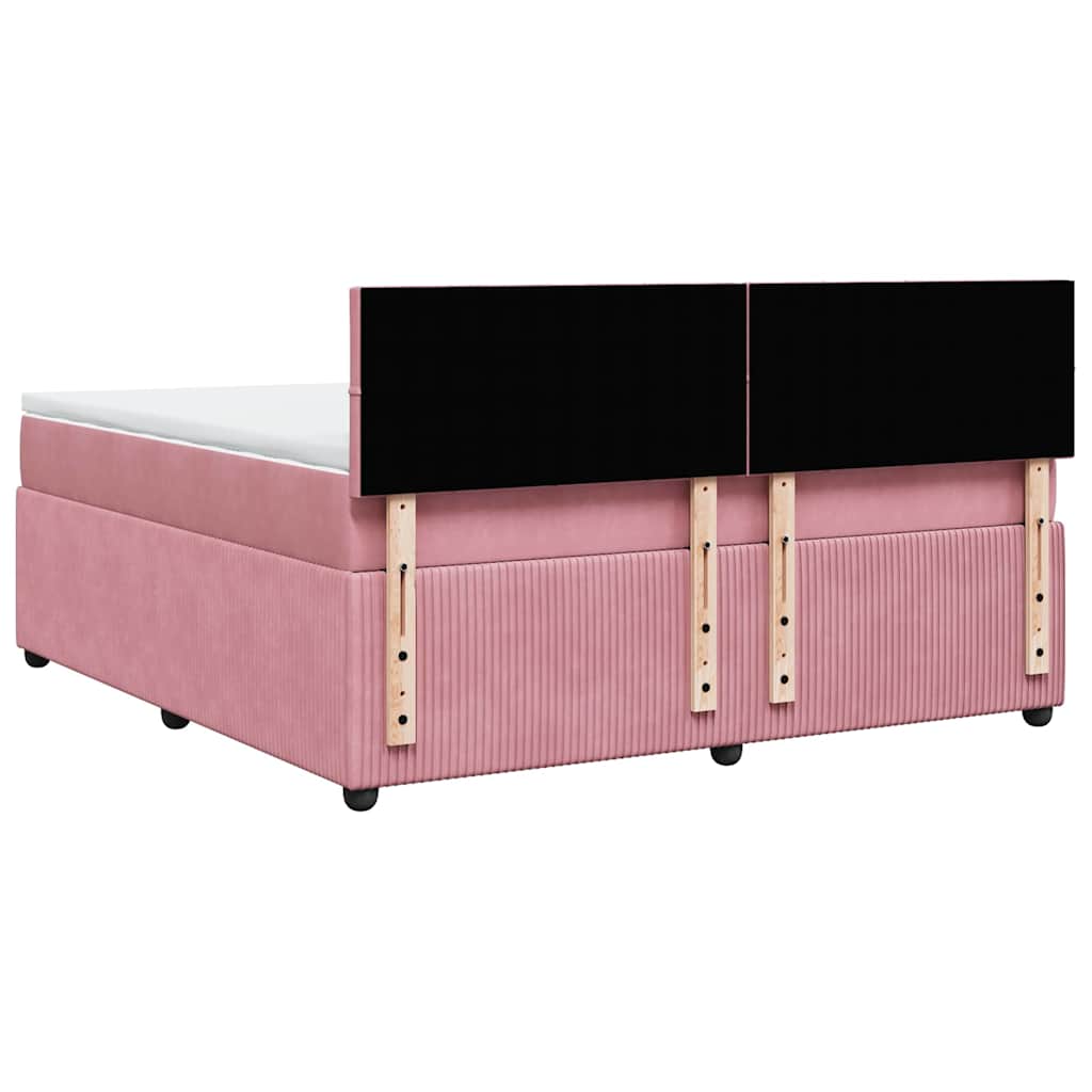 Giroletto a Molle con Materasso Rosa 180x200 cm in Velluto | homemem39