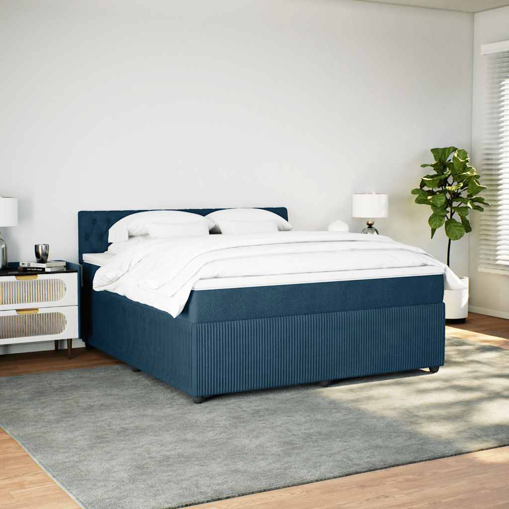 Giroletto a Molle con Materasso Blu 180x200 cm in Velluto | homemem39